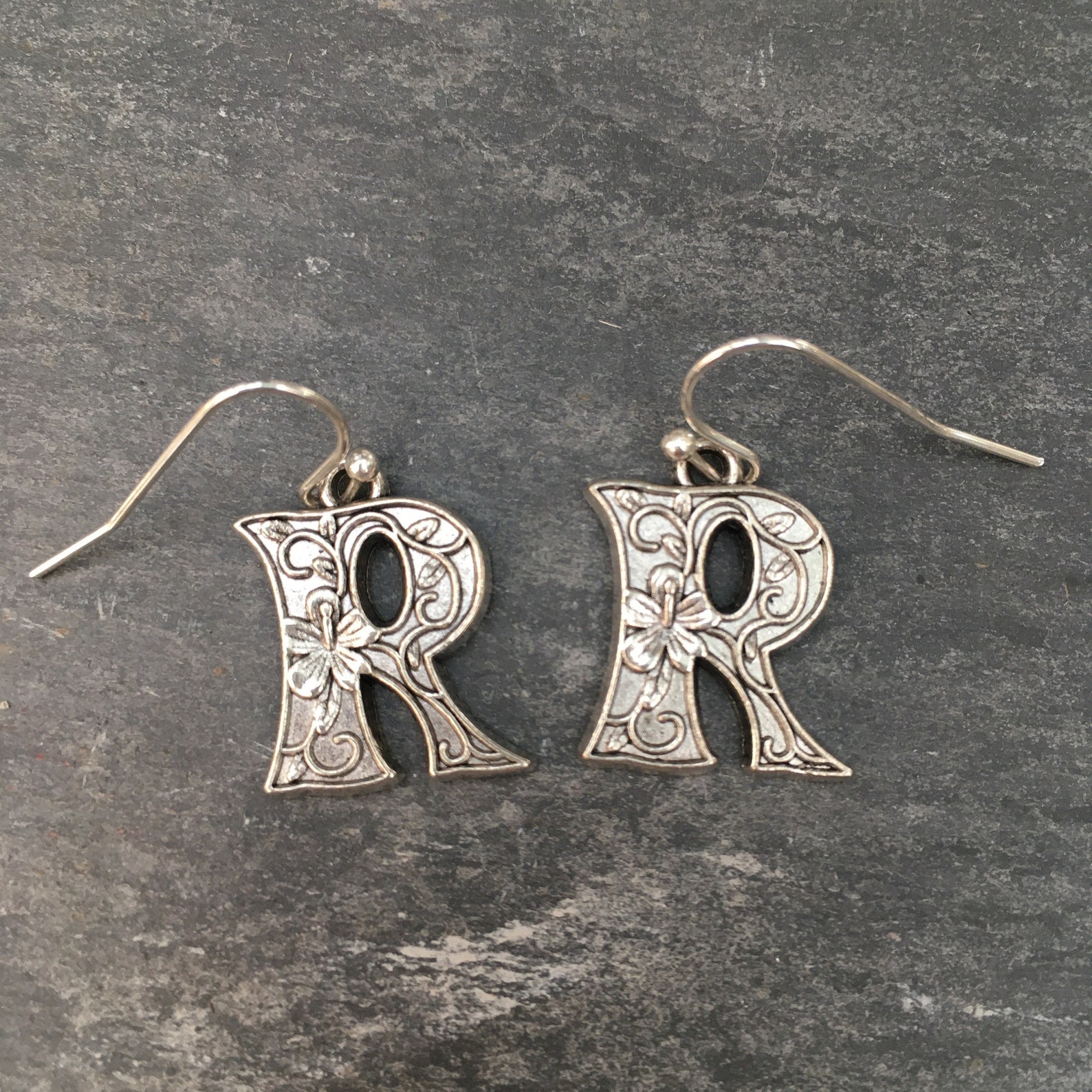 Initial Earrings Letter Jewellery Initial R Earrings R Etsy