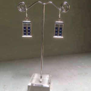 Tardis earrings, Dr Who earrings, Dr Who jewellery, Dr Who themed jewellery, Tardis jewellery, Dr Who fan gift. image 2