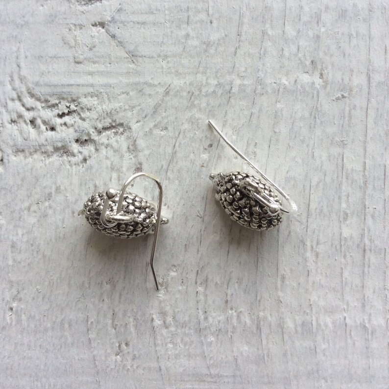 Hedgehog earrings, animal lover gift, Tibetan silver hedgehog earrings, perfect for a nature lover, wildlife jewellery, Mrs Tiggiwinkle. image 5