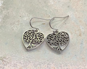 Tree of life earrings, tree lover gift, tree earrings, perfect for everyday, Tibetan silver tree earrings, tree charm earrings, nature lover