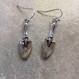 Gardener earrings, gardening lover gift, trowel earrings, perfect for a gardener, horticulturist gift, gardening mad image 1