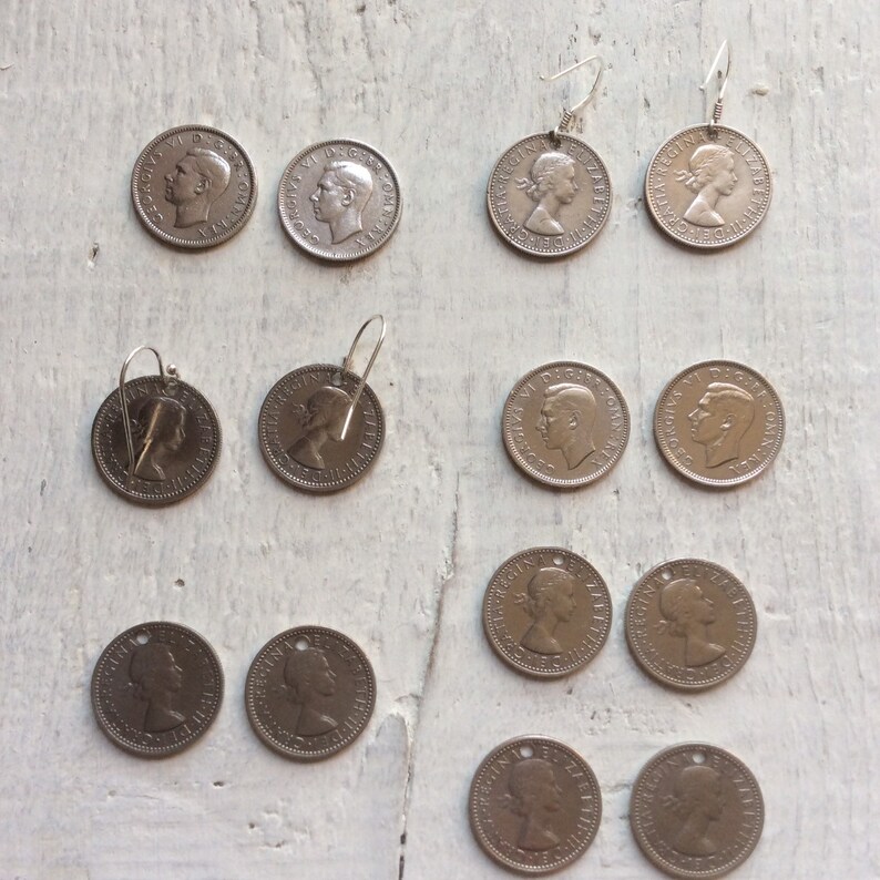 Silver coin earrings, vintage coin earrings, old sixpence earrings, sterling silver with vintage coin jewellery, special date earrings image 9