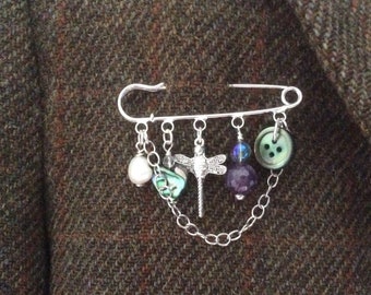 Charm brooch, kilt pin brooch, boho brooch, perfect gift for mum sister daughter BFF, unique jewellery