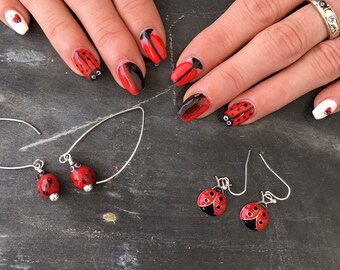 Ladybird earrings, ladybug ladybird lover gift, ladybirds earrings, perfect for a ladybird or ladybug lover, insect themed jewellery