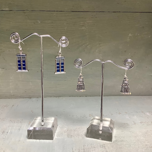 Dr Who earrings x 2, special offer Daleks and Tardis set, Dr Who jewellery, Dalek and Tardis jewellery, Whovian earrings, Dr Who fan gift