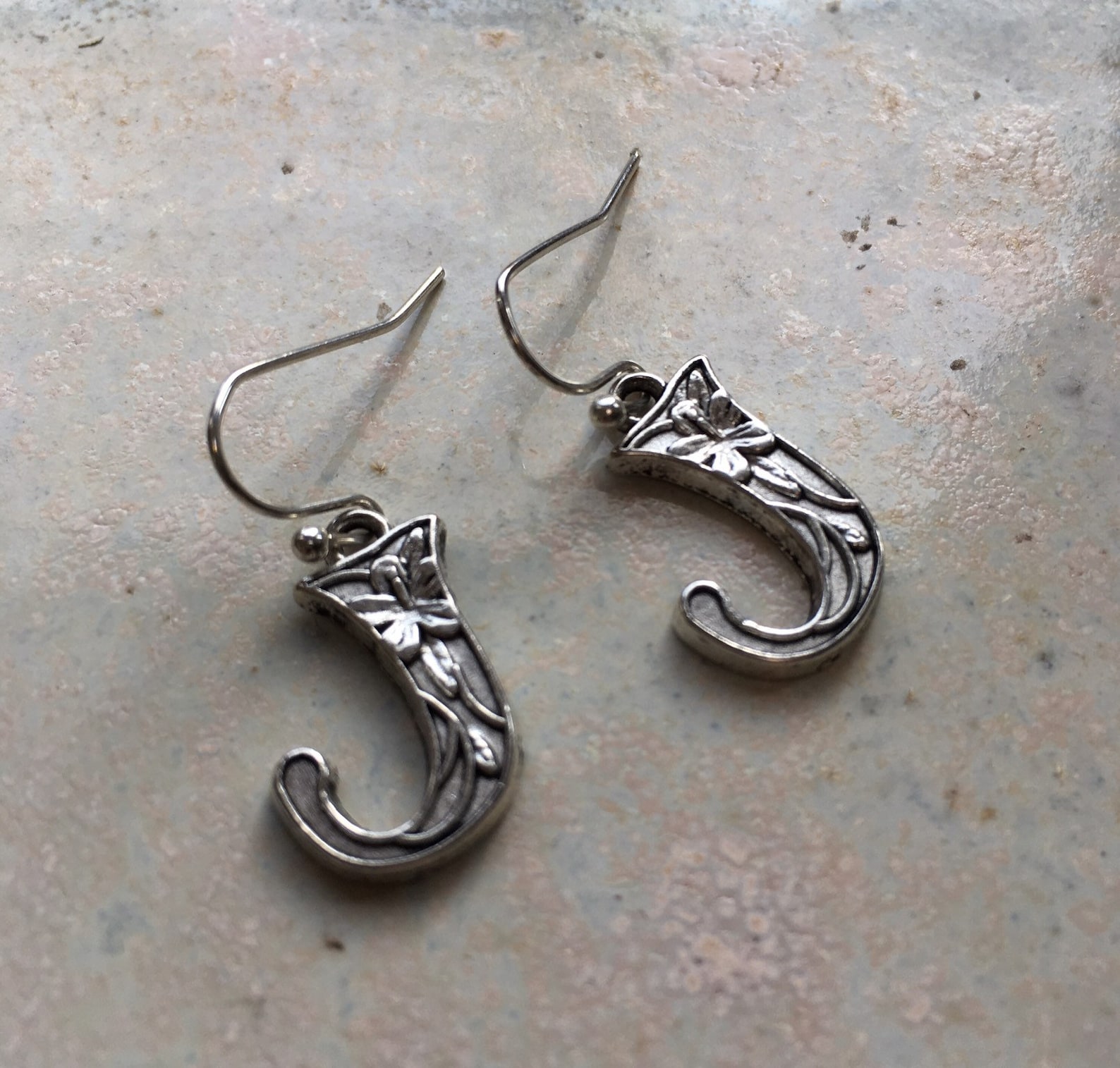Initial Earrings Letter Jewellery Initial J Earrings J Etsy