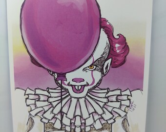 Pink Spooky Clown small print