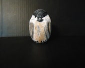 Carved egg, Cute Chickadee, Bird Sculpture , Log , , Birthday Gift, Christmas