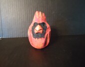 Carved egg ,Red Cardinal , Bird Sculpture , Log , , Birthday Gift, Christmas