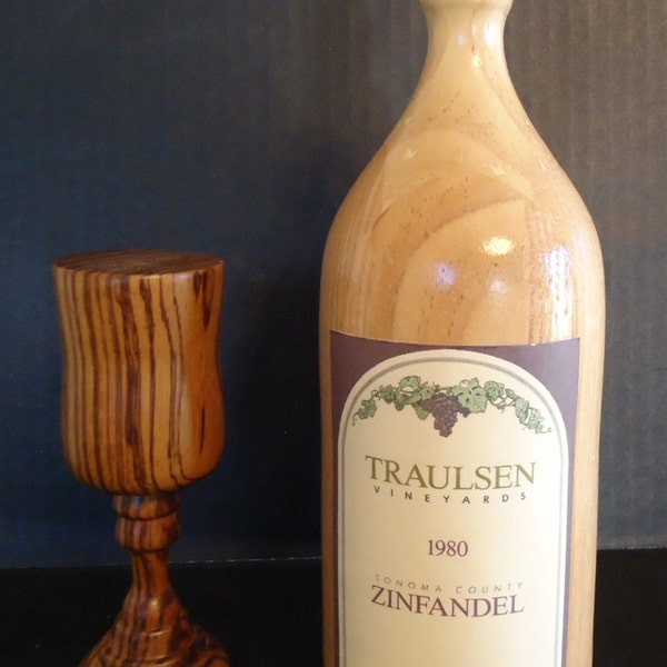 Exotic Wood,, Wine Bottle and Wine glass,, Hand Carved, Great Gift,Birthday,Anniversary
