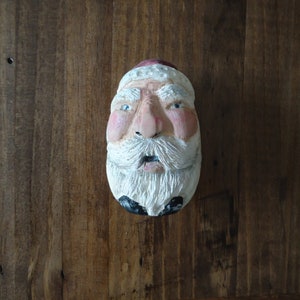Carved Wooden egg ,Santa Clause Claus Sculpture ,  , Birthday Gift, Christmas