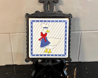 Sottopentola a forma di oca vintage anni '80, decorazione a tema oca