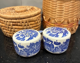 Sweet Vintage Blue Willow Salt and Pepper Shakers