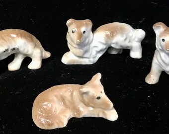 1950’s Vintage Japan Wolf or Dog Ceramic Figurines