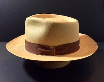 Hand Blocked Cocoa Panama hat Size 7 3/8 or 59 cm