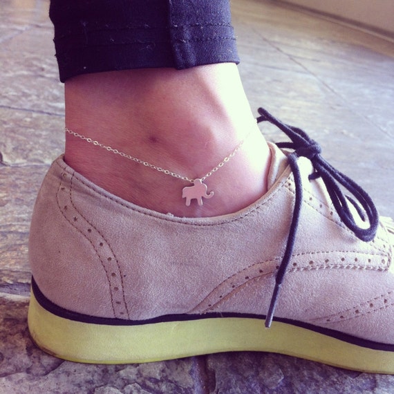 Items similar to Tiny elephant Sterling silver anklet, very cute and delicate, lucky symbol on Etsy