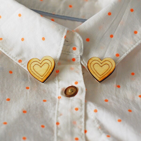 Heart  Collar Pin - Wooden Collar Pin