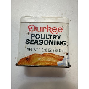 Vintage Durkee Poultry Seasoning Tin 1-3/8 Oz 39.0g SCM Corporation USA Collectible Spice Container