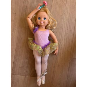 Vintage Blonde Ballerina Doll With Pink Tutu Outfit & Flower Wand