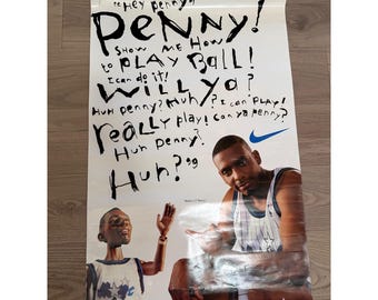 Nike Lil Penny Hardaway Vintage Basketball Poster 1990s NBA Advertising 23x35 Inches