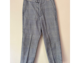 Vintage Farah Boys 5 Slacks Dress Pants Blue Plaid Made in USA