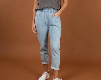 Jean Mom en Coton Denim.