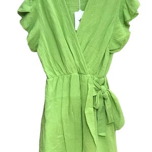 Vestido cruzado de gasa de algodón.