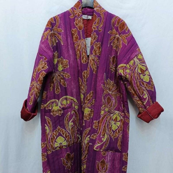 Manteau Kimono Matelassé en Viscose.