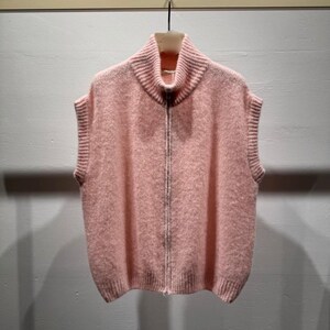 Baby Alpaca Knit Trucker Vest Sweater.