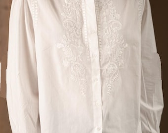White Cotton Shirt with High Back