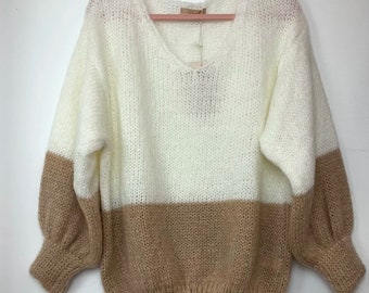 Pull Ample en Maille Mohair Color Block.