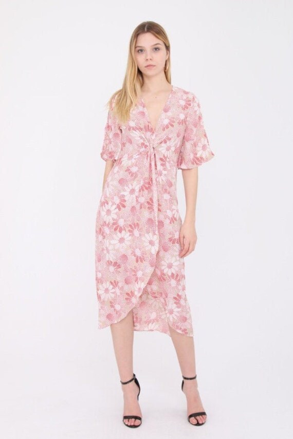 blush floral midi dress