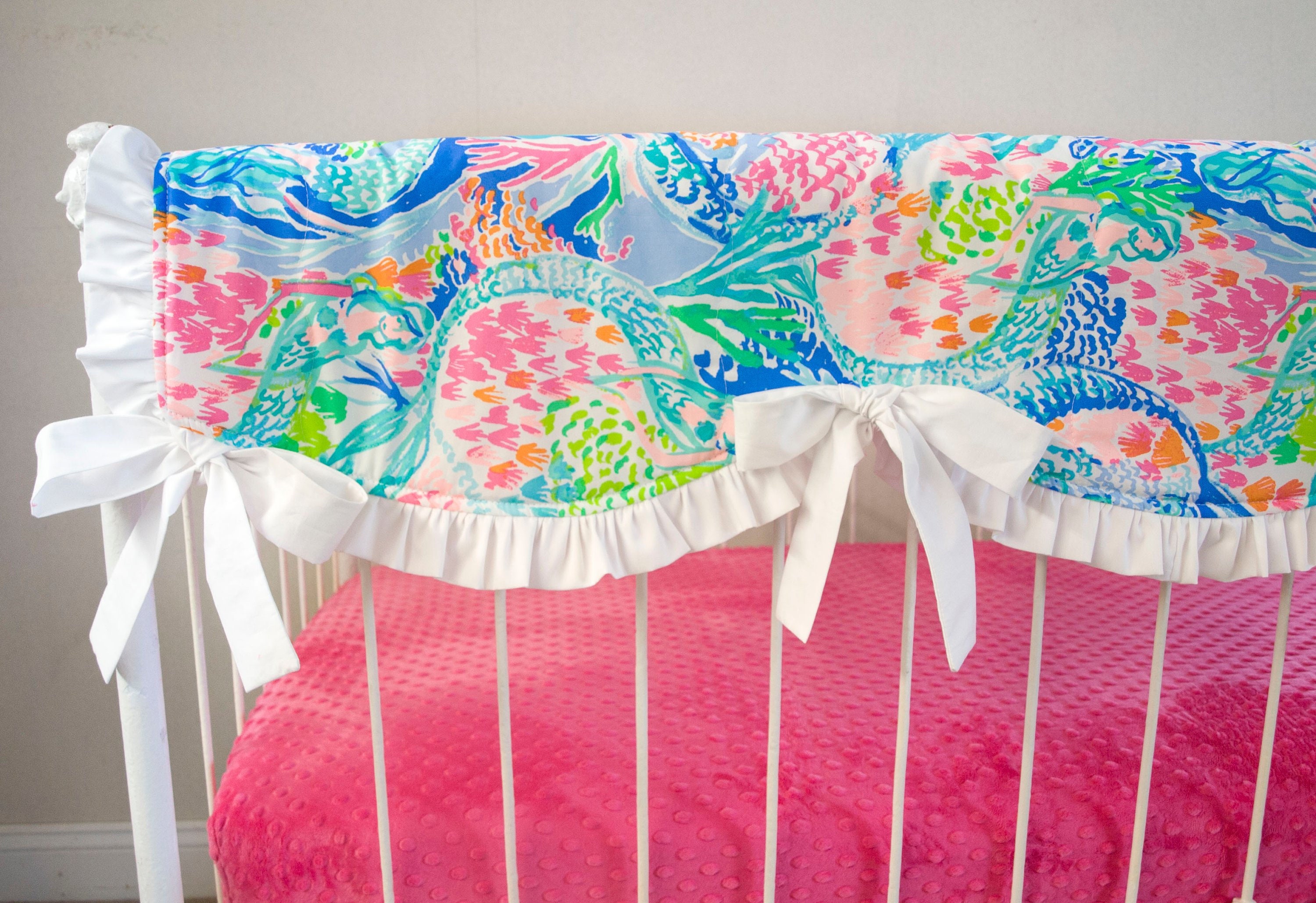 Baby Girl Crib Cot Rail Cover Meraid Cove Baby Girl Mermaid Etsy