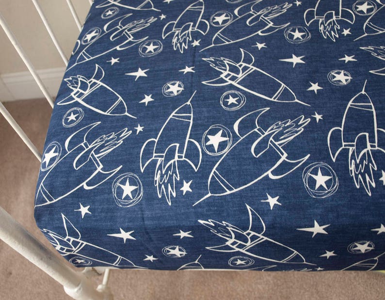 navy blue fitted crib sheet