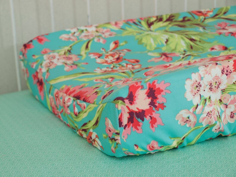 Baby Girl Crib Bedding Set Large Floral Aqua Teal Turquoise Etsy