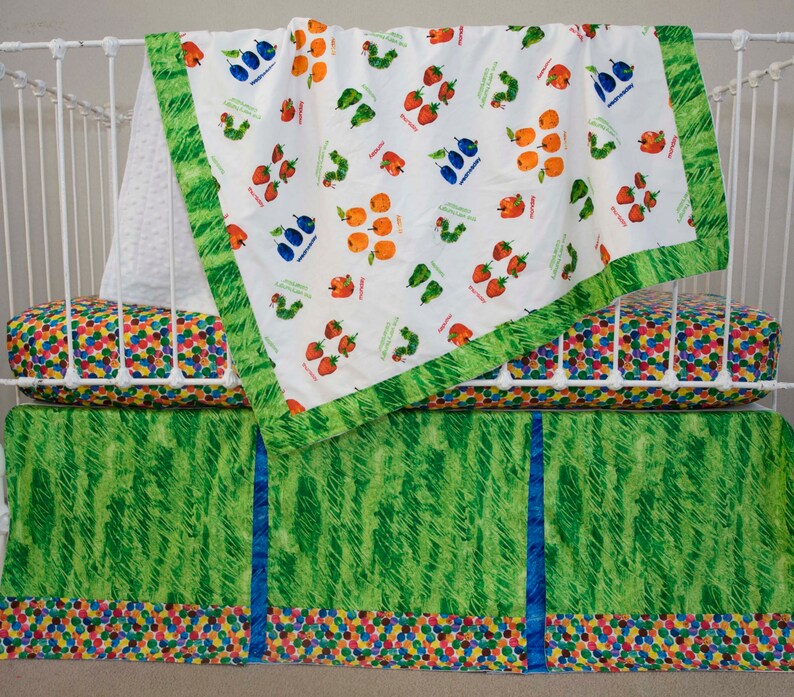 Bumperless Baby Crib Bedding Boy Girl Neutral Blue Green Etsy