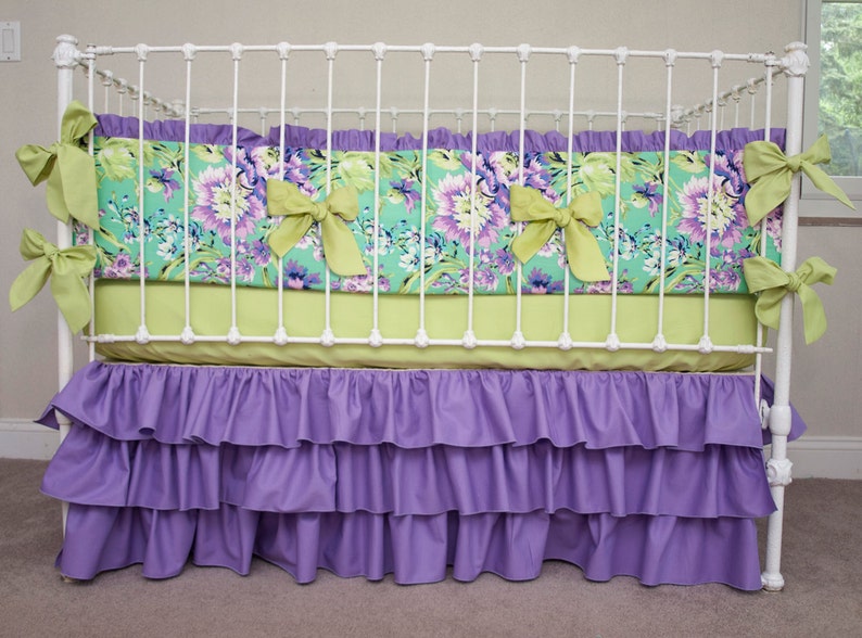 Fl Emerald Baby Girl Crib Bedding In Purple And - Luxury Crib Bedding Purple Fl Emerald Baby Girl Crib Bedding In Purple And - Luxury Crib Bedding Purple