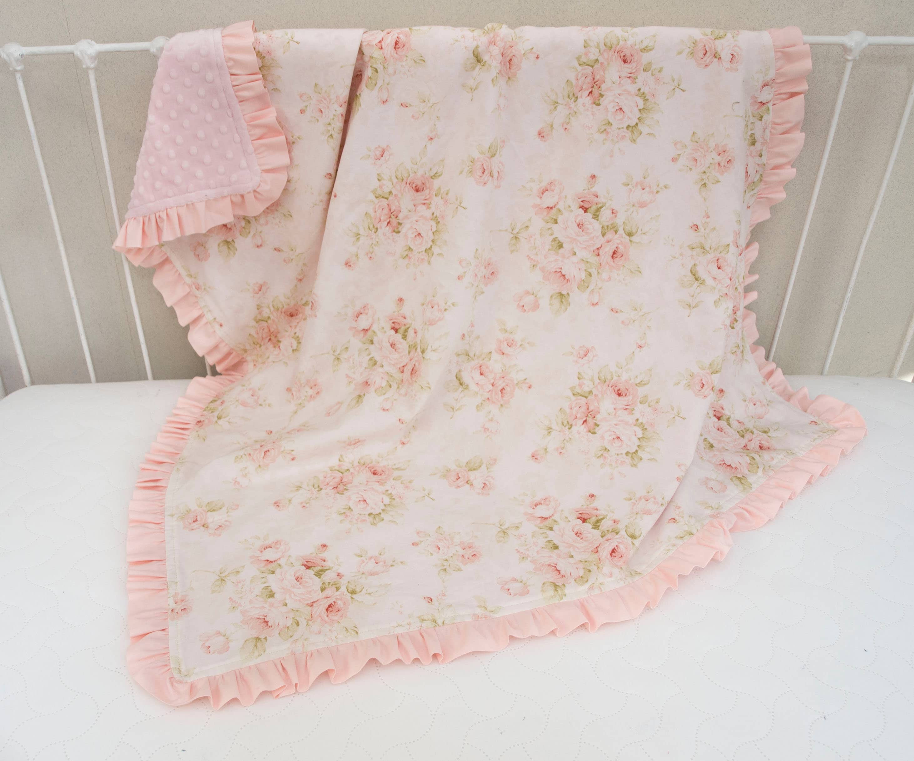 Baby Blanket Vintage Shabby Chic Roses Floral Pink on Etsy