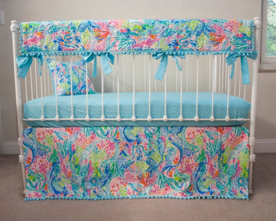 Baby Crib Fitted Sheet  Changing Pad Cover baby girl Blanket Made with Lilly Pulitzer for PB Kids Collection Fabric On Parade