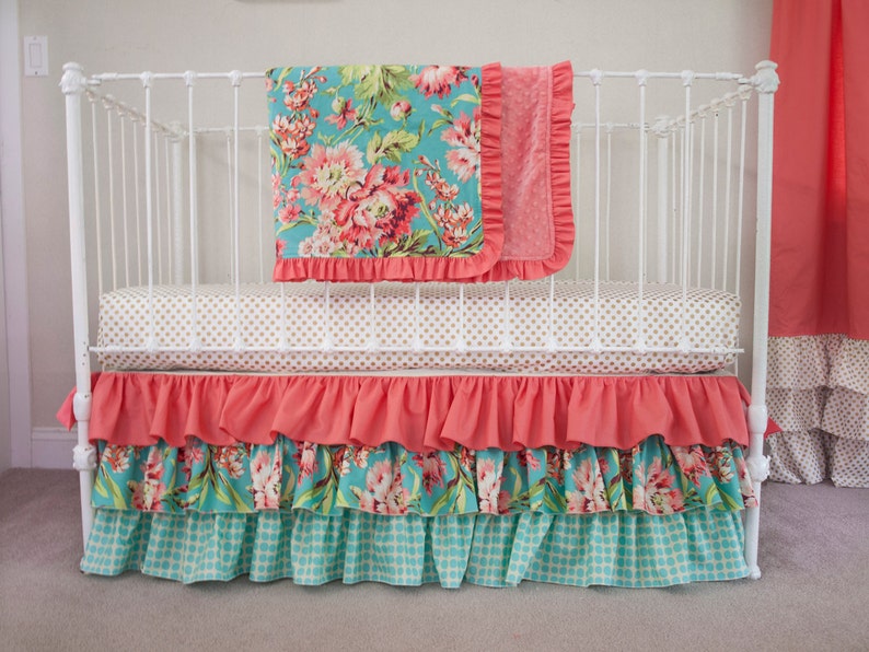 teal cot bedding