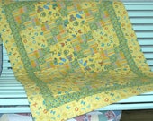 Yellow Green crib quilt, Hand quilted Vintage style Baby 39 s first quilt, Baby Quilt, Baby Shower Gift, Baptism Gift, child throw, nap throw