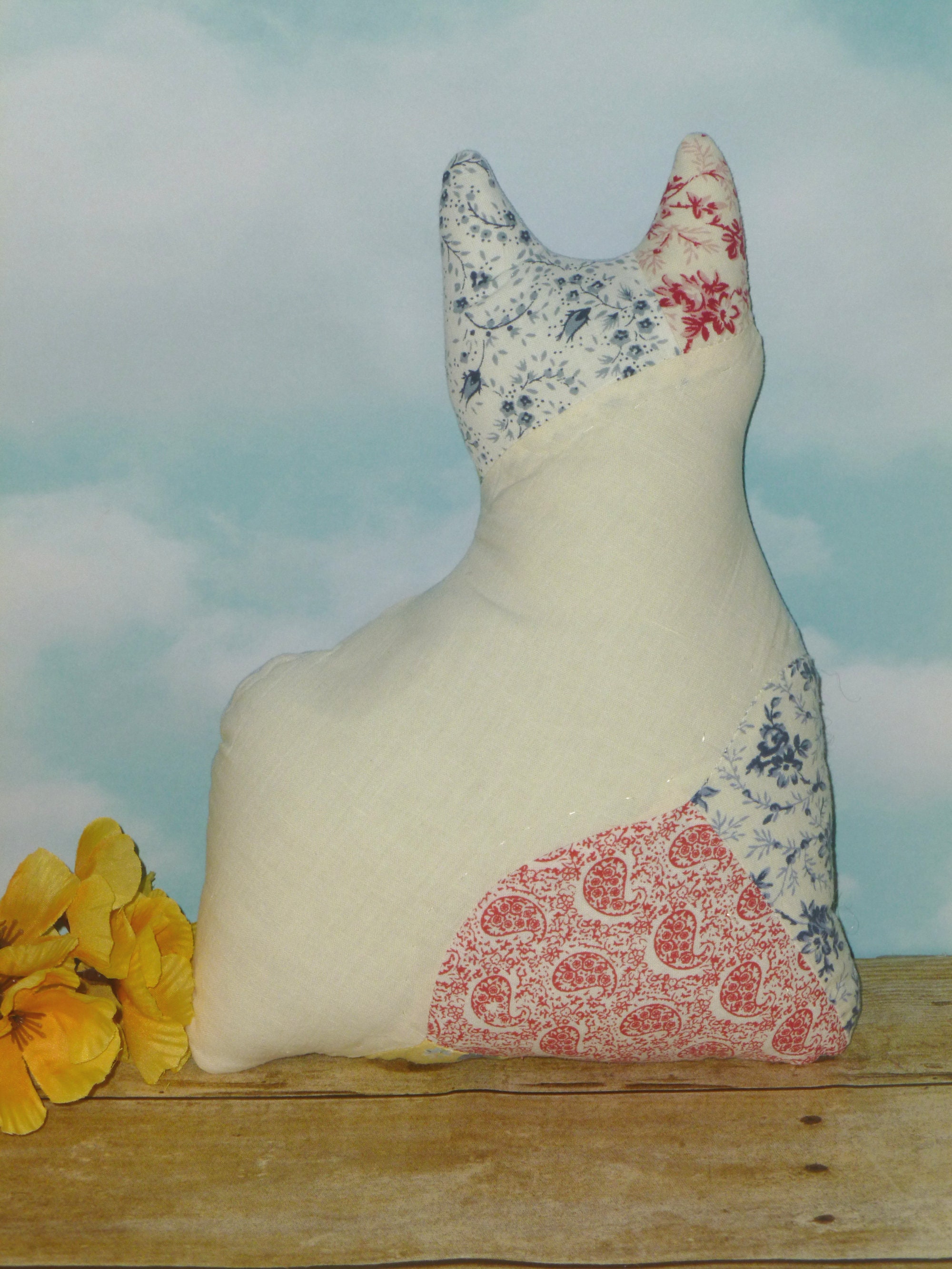 OOAK Cat Pillow Quilted Cat Pillow Tattered Cutter Quilt Etsy UK