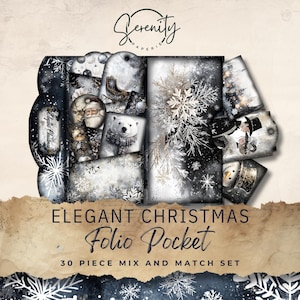 Élégant carnet de voyage de Noël à imprimer, 30 pochettes assorties, éphémères et étiquettes, créations manuelles en papier imprimable 11 x 8,5, JJ042