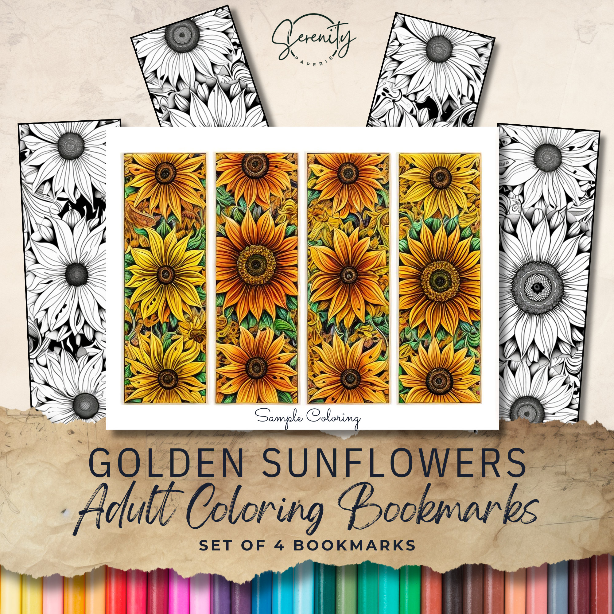 41 Creative Sunflower Crafts for Kids 29 Golden Sunflowers Coloring Bookmarks Set of 4 Digital Download for…