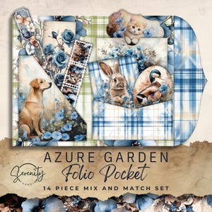 Azure Garden Junk Journal Folio - Kit effimero stampabile - Forniture per lavoretti primaverili - Download digitale 11 x 8,5, JJ063