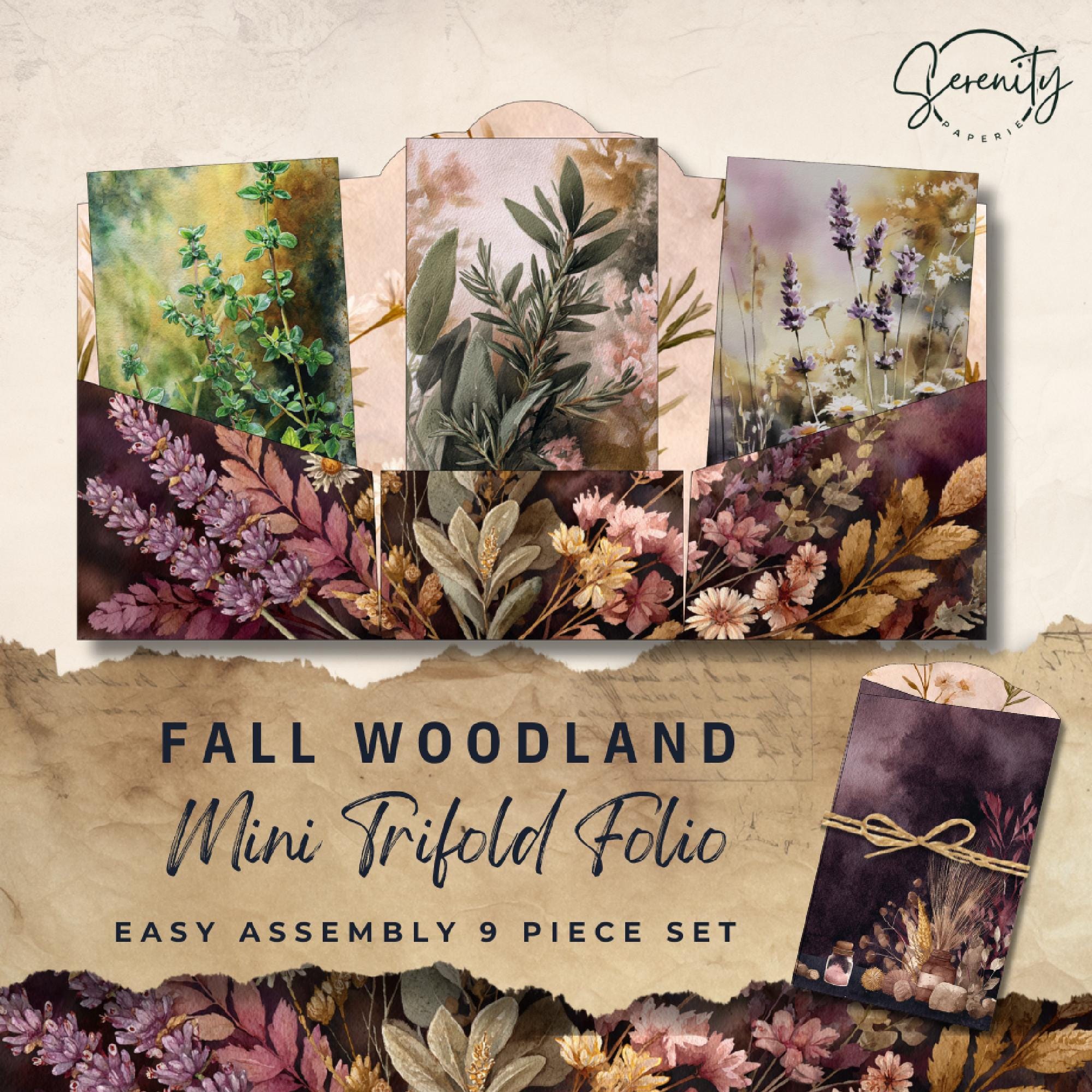 Junk Journal Folio Trifold Mini Ephemera Printable Kit for DIY Crafting ...