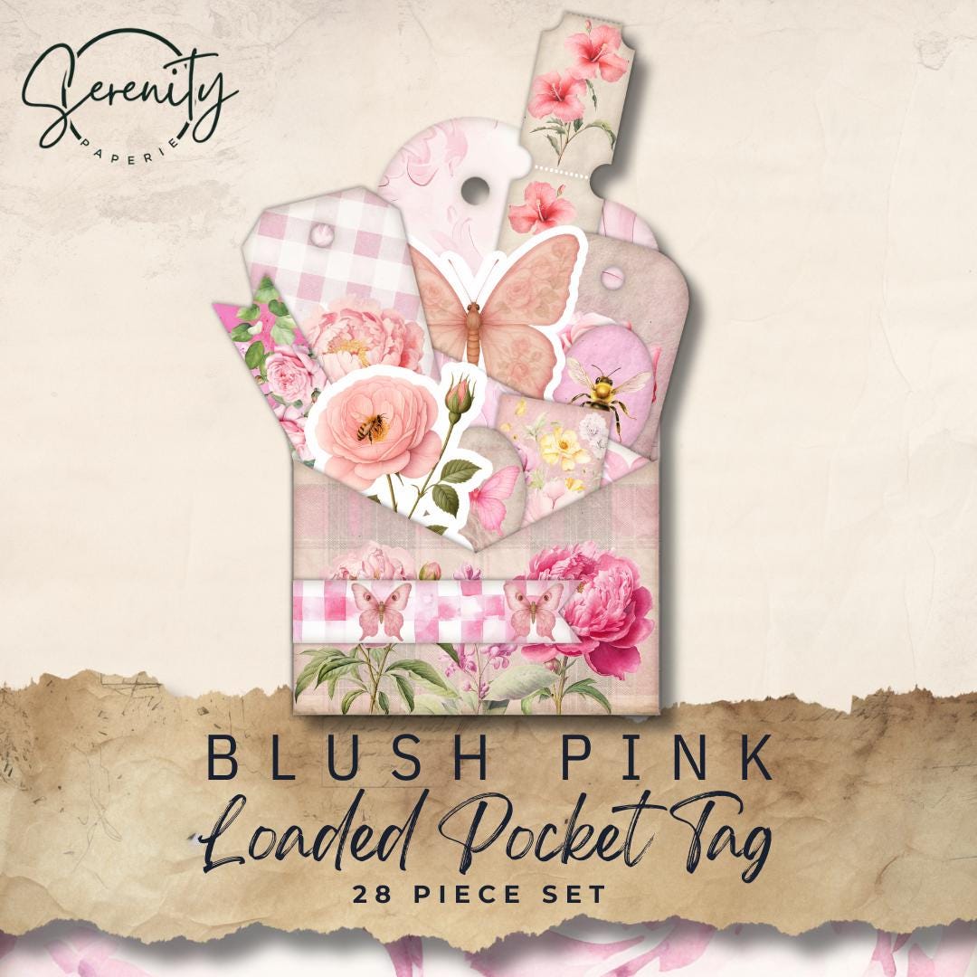 Loaded Tag Printable, Vintage Shabby Chic Pink Flowers, Junk Journal ...