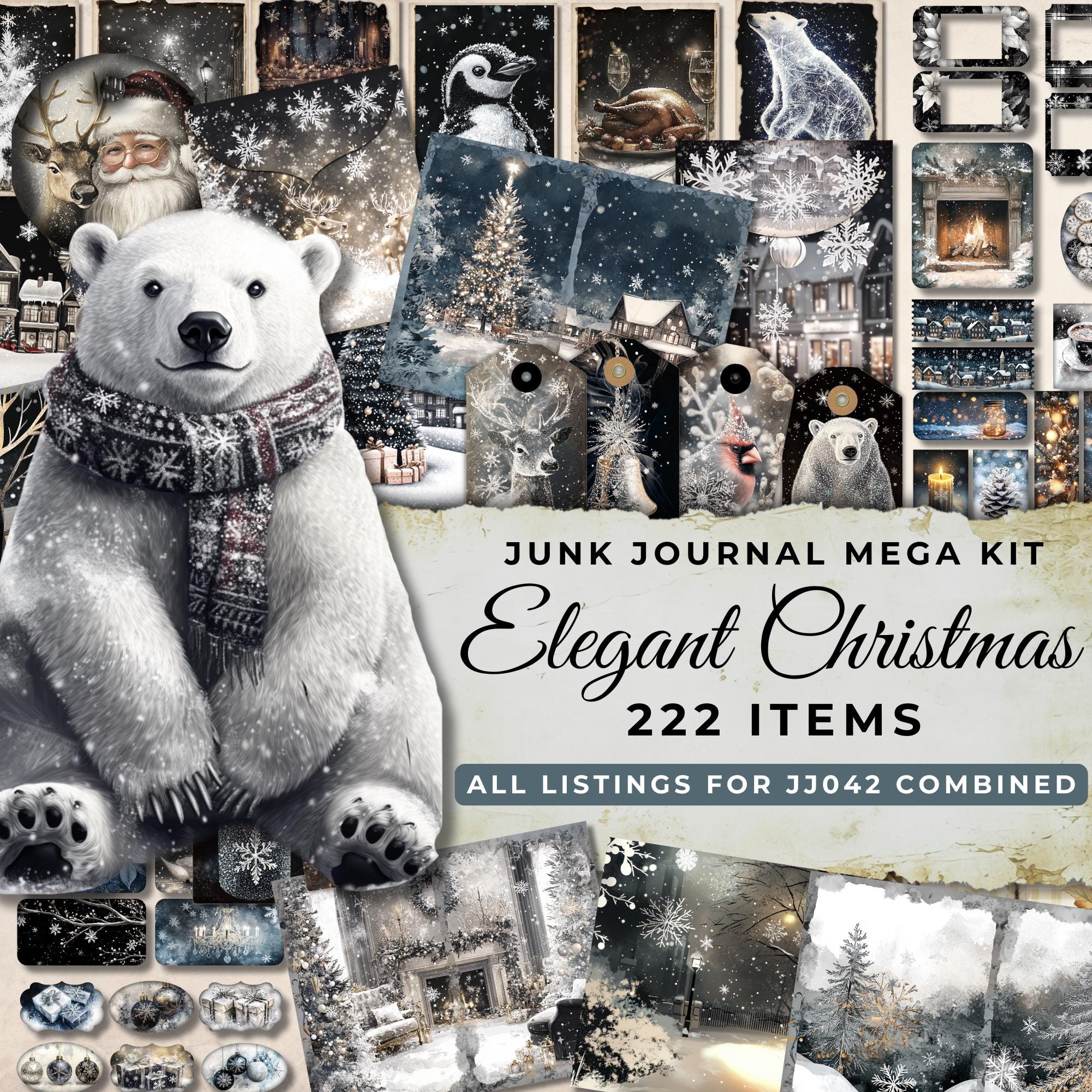 Elegant Christmas Mega Junk Journal Kit - 222 Piece Floral Printable ...