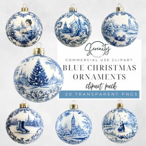 Clipart Noël bleu d'ornements d'hiver en PNG transparent avec des cliparts à usage commercial CA003