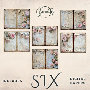 Shabby Chic Junk Journal Digital Paper, Floral 6 Digital Journal Pages ...